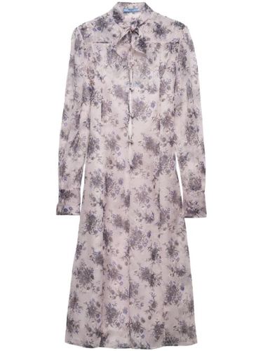 Robe mi-longue en chiffon à fleurs - Prada - Modalova