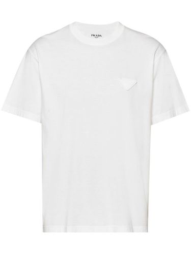T-shirt en coton à logo triangulaire - Prada - Modalova