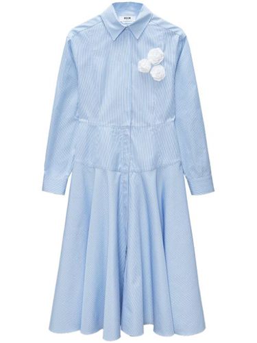 Robe mi-longue rayée à fleurs appliquées - MSGM - Modalova