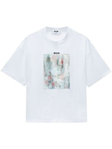 T-shirt imprimé à effet d'épaules descendues - MSGM - Modalova