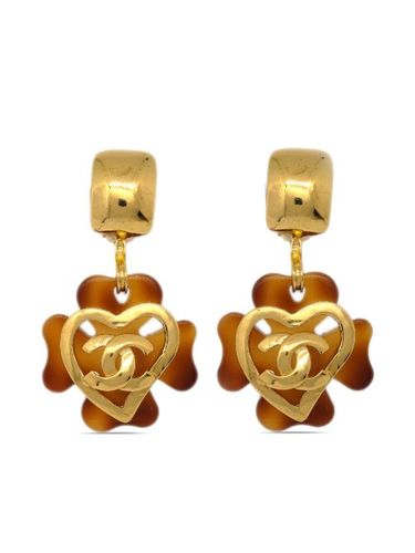Boucles d'oreilles trèfle à logo CC (1995) - CHANEL Pre-Owned - Modalova