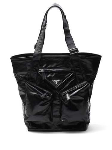 Sac cabas en cuir à logo triangle - Prada - Modalova