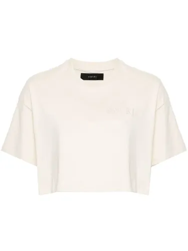 T-shirt crop à logo brodé - AMIRI - Modalova