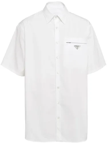 Chemise en coton à logo triangle - Prada - Modalova