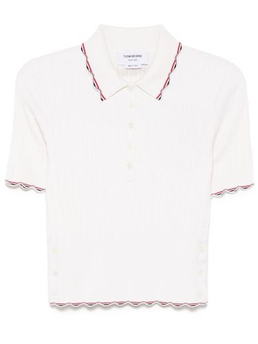Polo en maille nervurée à bandes tricolores - Thom Browne - Modalova