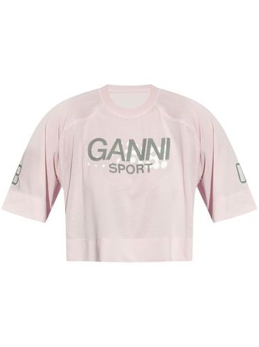 GANNI haut crop à logo - Rose - GANNI - Modalova