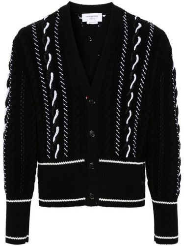 Cardigan en maille épaisse à col v - Thom Browne - Modalova