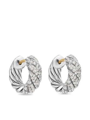 Créoles Sculpted Cable pavées de diamants - David Yurman - Modalova