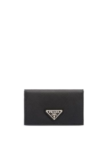 Porte-cartes en cuir à plaque logo - Prada - Modalova