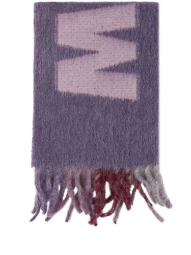 Écharpe frangée à logo en jacquard - Marni - Modalova