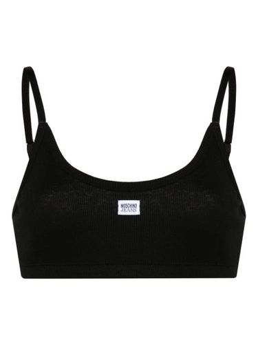Brassière nervurée à patch logo - MOSCHINO JEANS - Modalova