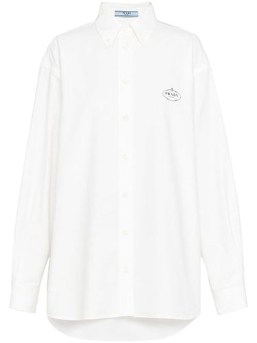 Chemise en coton à logo brodé - Prada - Modalova