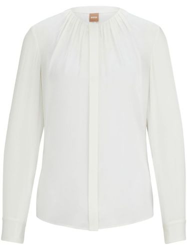 Blouse en tulle à col froncé - BOSS - Modalova