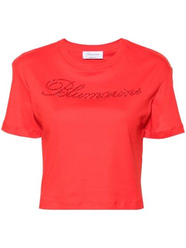 T-shirt en coton à ornements strassés - Blumarine - Modalova