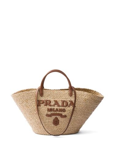 Sac cabas tressé à logo appliqué - Prada - Modalova
