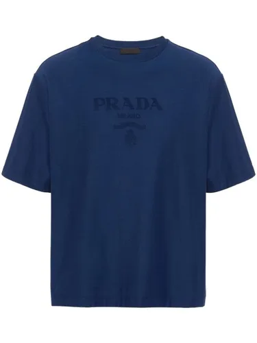 T-shirt en coton à logo appliqué - Prada - Modalova