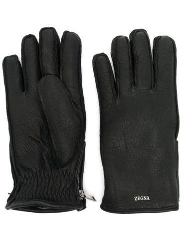 Zegna gants en cuir à logo - Noir - Zegna - Modalova