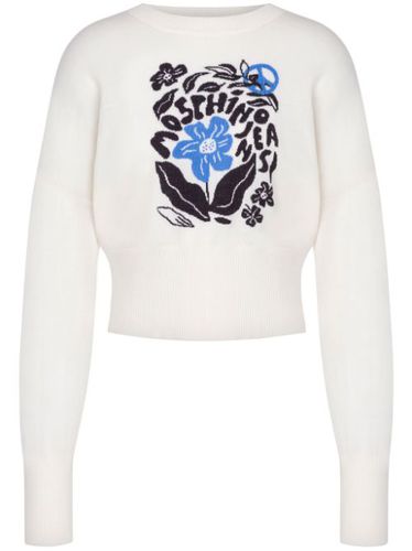 Pull en laine à fleurs en intarsia - MOSCHINO JEANS - Modalova