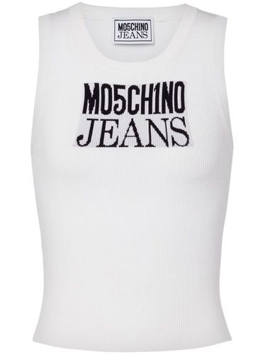 Débardeur nervuré à logo en jacquard - MOSCHINO JEANS - Modalova