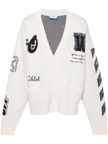 Cardigan Varsity à col v - Off-White - Modalova