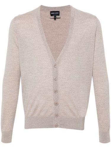 Cardigan en laine à col v - Giorgio Armani - Modalova