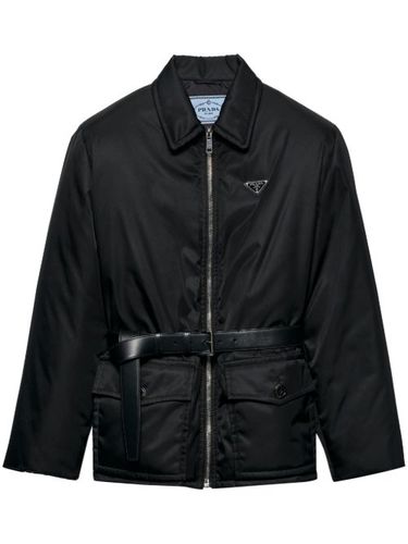 Veste ceinturée à plaque logo - Prada - Modalova