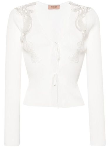 Cardigan en dentelle à détail de laçage - TWINSET - Modalova