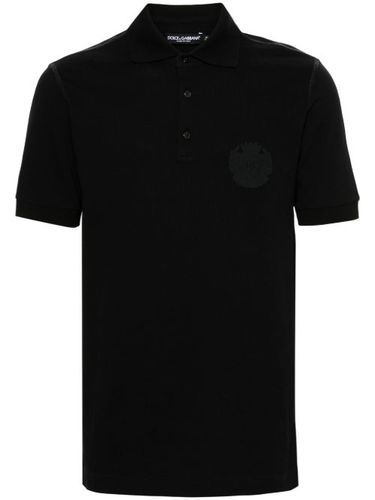 Polo en coton à logo brodé - Dolce & Gabbana - Modalova