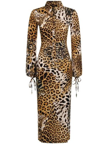 Robe mi-longue à imprimé léopard - Roberto Cavalli - Modalova