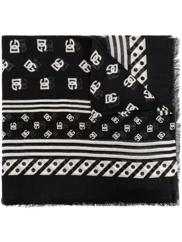 Écharpe frangée à logo imprimé - Dolce & Gabbana - Modalova