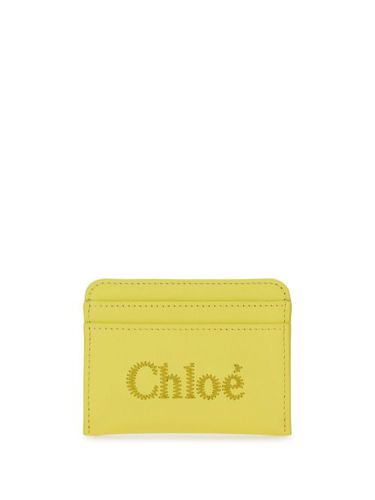 Porte-cartes en cuir à logo brodé - Chloé - Modalova