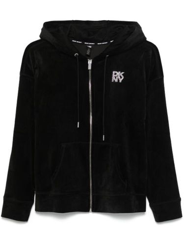 Hoodie en velours à logo strassé - DKNY - Modalova