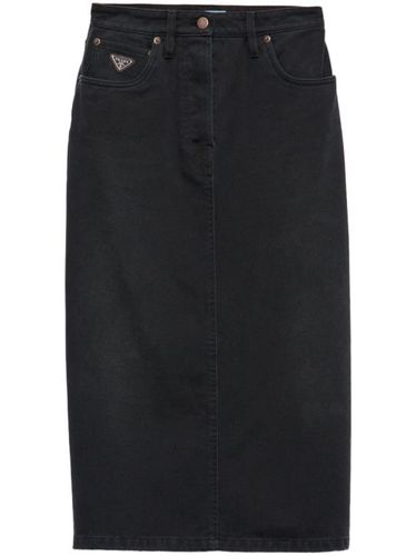 Jupe mi-longue en jean à fente - Prada - Modalova