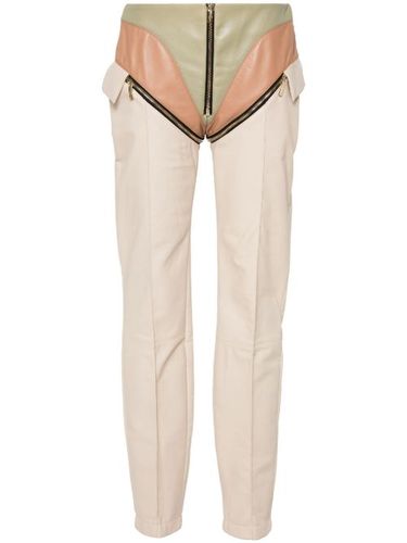 Pantalon zippé à empiècements en cuir - MITILIANE COUTURE - Modalova