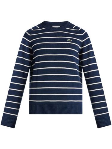 Pull rayé en coton à patch logo - Lacoste - Modalova