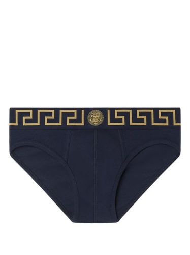 Versace slip à bande Greca - Bleu - Versace - Modalova