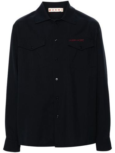 Marni chemise à logo brodé - Bleu - Marni - Modalova