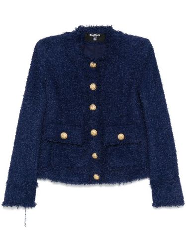 Balmain veste crop en tweed - Bleu - Balmain - Modalova