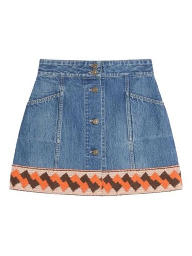 Minijupe en jean à bords en jacquard - Valentino Garavani - Modalova