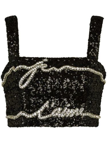 Balmain haut crop à sequins - Noir - Balmain - Modalova