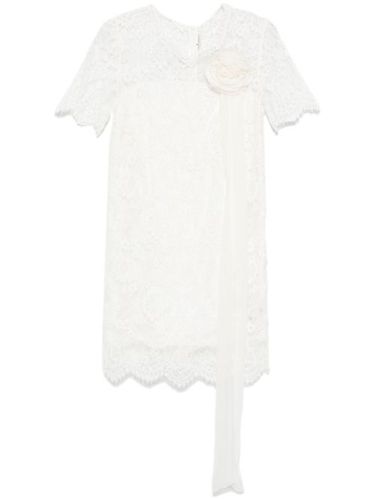 Robe courte à fleurs en dentelle - Ermanno Scervino - Modalova