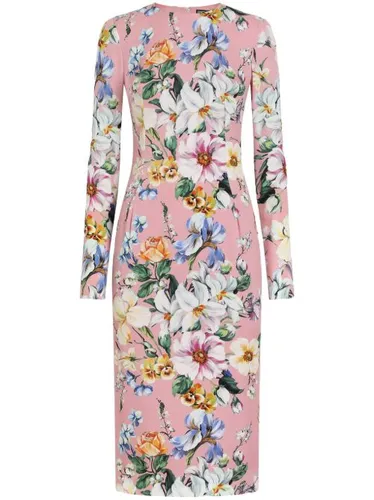 Robe mi-longue à fleurs - Dolce & Gabbana - Modalova
