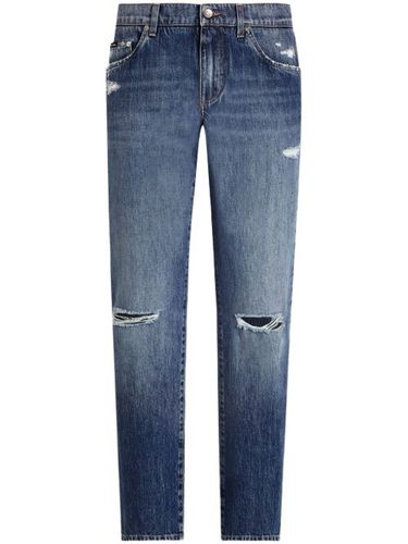 Jean droit à effet usé - Dolce & Gabbana - Modalova