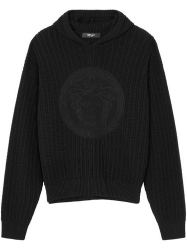 Hoodie en maille torsadée à broderies Medusa - Versace - Modalova