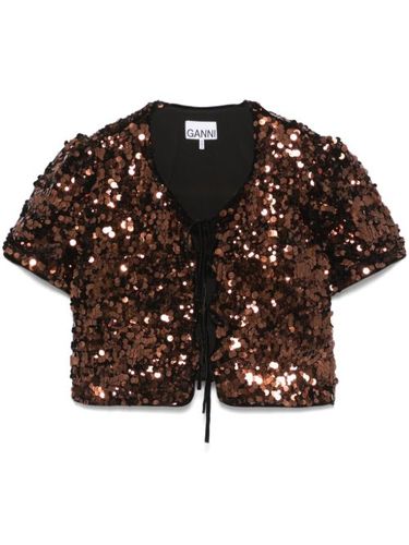 Blouse brodée de sequins - GANNI - Modalova