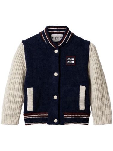 Cardigan en maille à design nervuré - Miu Miu - Modalova