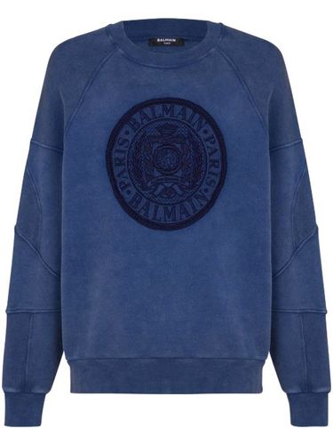 Balmain sweat à logo brodé - Bleu - Balmain - Modalova