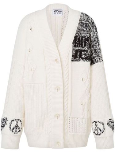 Cardigan en maille torsadée - MOSCHINO JEANS - Modalova