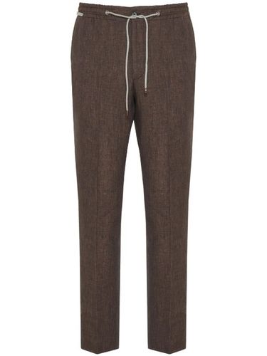 Pantalon en lin à lien de resserrage - Corneliani - Modalova