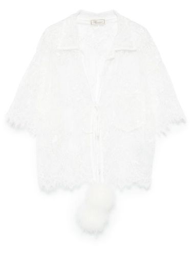 Blouse en dentelle à détail de pompon - Blumarine - Modalova